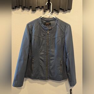 Style & Co. Blue Faux Leather Jacket